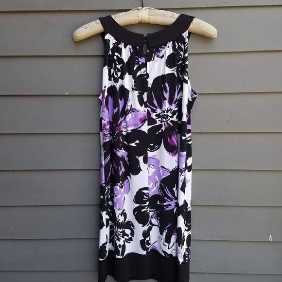 Enfocus Floral Purple/Black/White Dress - Stretchy  Size 8 - Picture 6 of 7